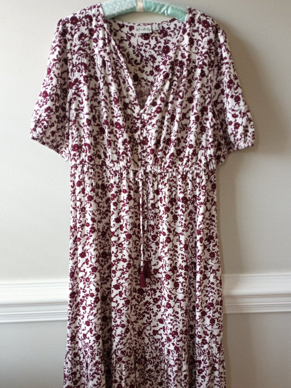 'Wonderly'  Short Sleeve Maxi Dress Size XL Floral EUC